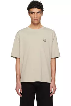 Футболка оверсайз с принтом головы дерзкого лиса Maison Kitsun, цвет truffle