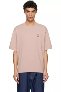 Футболка оверсайз с принтом головы дерзкого лиса Maison Kitsun, розовый