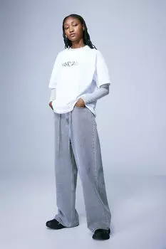 Футболка оверсайз с принтом H&M, белый