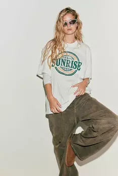 Футболка оверсайз с принтом H&M, белый
