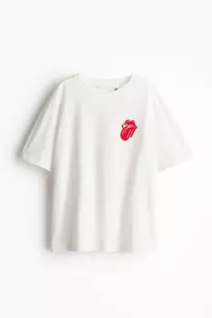 Футболка оверсайз с принтом H&M, белый