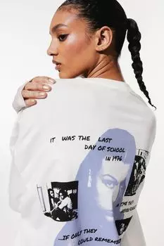 Футболка оверсайз с принтом H&M, белый