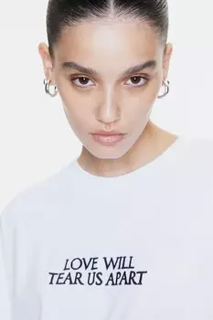Футболка оверсайз с принтом H&M, белый