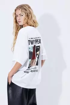 Футболка оверсайз с принтом H&M, белый