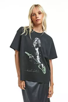 Футболка оверсайз с принтом H&M, черный