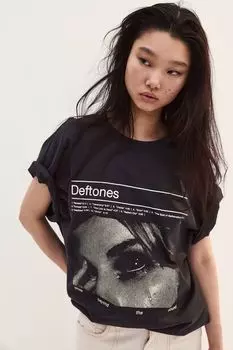 Футболка оверсайз с принтом H&M, черный