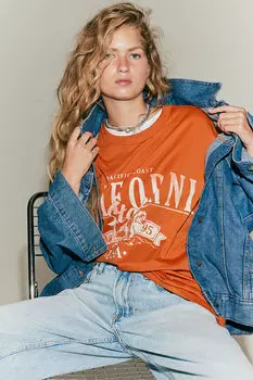 Футболка оверсайз с принтом H&M, оранжевый