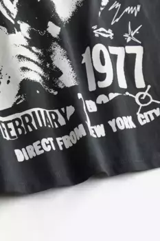 Футболка оверсайз с принтом H&M, серый