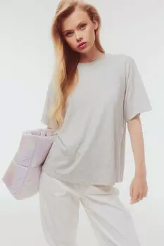 Футболка оверсайз с принтом H&M, серый