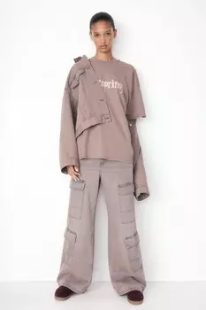 Футболка оверсайз с принтом H&M, серый