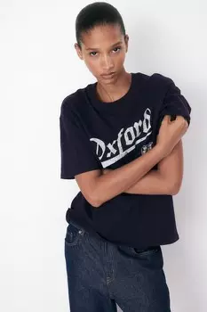 Футболка оверсайз с принтом H&M, синий