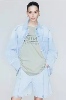 Футболка оверсайз с принтом H&M, зеленый