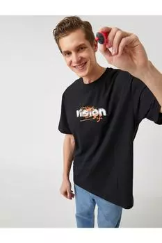 Футболка оверсайз с принтом Koton, черный