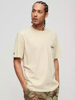 Футболка оверсайз с принтом на спине с татуировкой Superdry, светлый каменно-бежевый