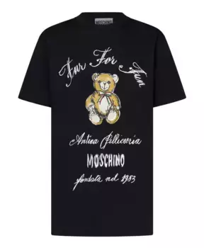 Футболка оверсайз с принтом плюшевого мишки Moschino, черный