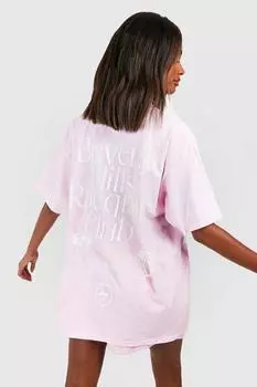 Футболка оверсайз с принтом racquet club на спине Boohoo, розовый