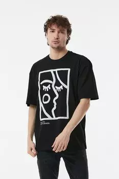 Футболка оверсайз с принтом «Силуэт лица» Fullamoda, черный