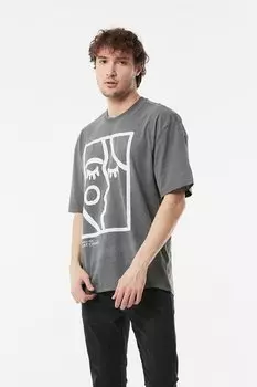 Футболка оверсайз с принтом «Силуэт лица» Fullamoda, антрацит