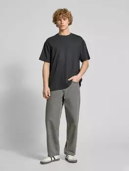 Футболка оверсайз с ребристым круглым вырезом WEEKDAY, антрацит