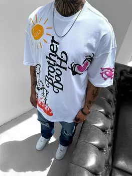 Футболка оверсайз с рельефным текстом, белая ablukaonline