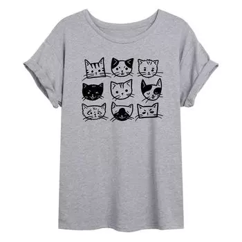 Футболка оверсайз с рисунком Cat Faces для юниоров Licensed Character