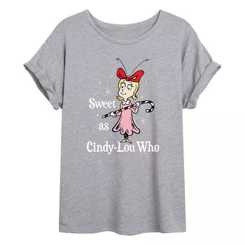 Футболка оверсайз с рисунком Dr. Seuss Cindy-Lou Who для юниоров Licensed Character, серый