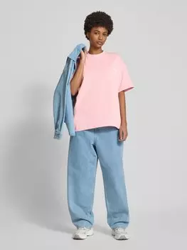 Футболка оверсайз с рисунком и этикеткой, модель «Essentials» ANOTHER COTTON LAB, розовый
