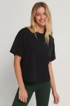 Футболка оверсайз с рукавом , черная NA-KD, черный