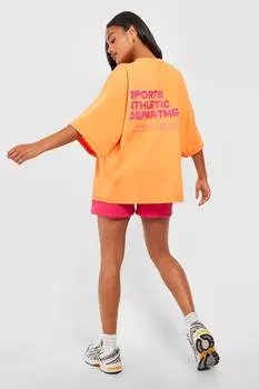 Футболка оверсайз с спортивным слоганом Boohoo, оранжевый