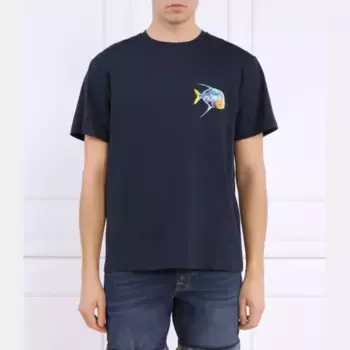 Футболка оверсайз с вышивкой пираний Vilebrequin, синий
