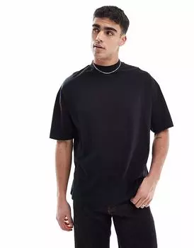 Футболка оверсайз с высоким воротом ASOS DESIGN Essential черного цвета