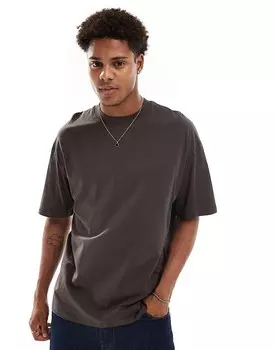 Футболка оверсайз шоколадно-коричневого цвета Jack & Jones