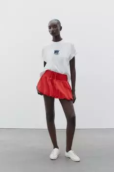 Футболка оверсайз со слоганом ZARA, белый