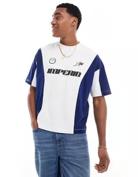 Футболка оверсайз со спортивным принтом и прошитыми вставками ASOS