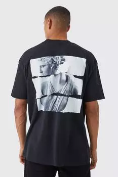 Футболка оверсайз статуя с графикой Boohoo, черный