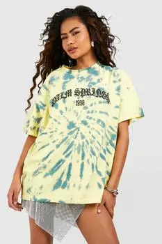 Футболка оверсайз tie dye palm springs Boohoo, серый