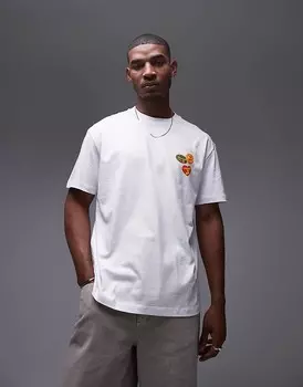 Футболка оверсайз Topman белого цвета с вишнёвым принтом