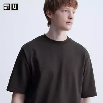 Футболка оверсайз Uniqlo AIRism с окантовкой, черный