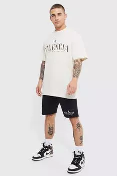 Футболка оверсайз valencia и короткий комплект Boohoo, черный