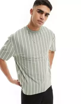 Футболка оверсайз в бело-зеленую полоску ASOS DESIGN