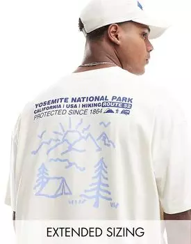 Футболка оверсайз в кремово-белом цвете с принтом на спине ASOS DESIGN