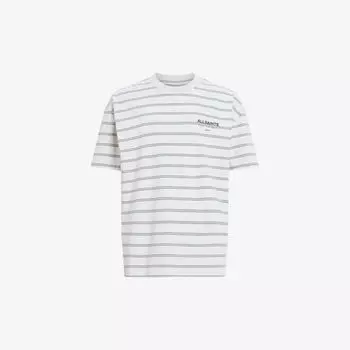 Футболка оверсайз в полоску Underground из органического хлопка Allsaints, серый