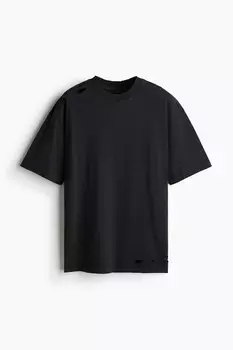Футболка оверсайз в поношенном виде H&M, черный