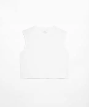Футболка Oysho Cotton Blend Sleeveless Seamless, белый