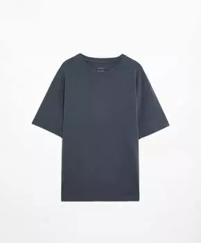 Футболка Oysho Short Sleeve Cotton Blend, темно-серый
