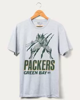 Футболка Packers Marvel Wolverine Slash Junk Food Clothing, цвет heather grey