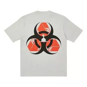 Футболка PALACE BIO HAZARD T-SHIRT GREY MARL Triangle Back Pattern Logo Short Sleeve Unisex Gray, серый