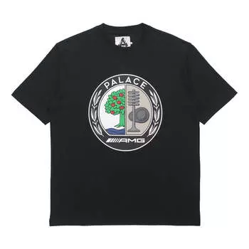 Футболка PALACE SS21 x AMG Crossover Emblem T-Shirt Black Apple Logo Printing Solid Color Short Sleeve Unisex, черный