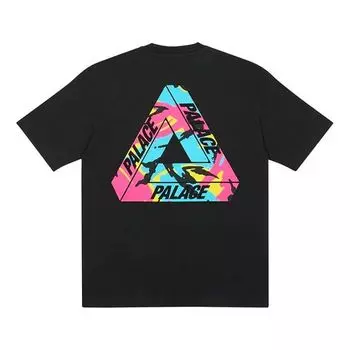 Футболка PALACE Tri-Camo T-Shirt Alphabet Pattern Camouflage Triangle Printing Round Neck Short Sleeve Unisex Black, черный