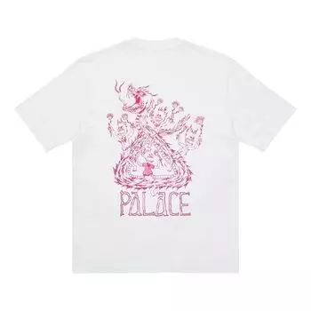 Футболка PALACE x Lotties Crossover Dragon Alphabet Pattern Short Sleeve Unisex White, белый
